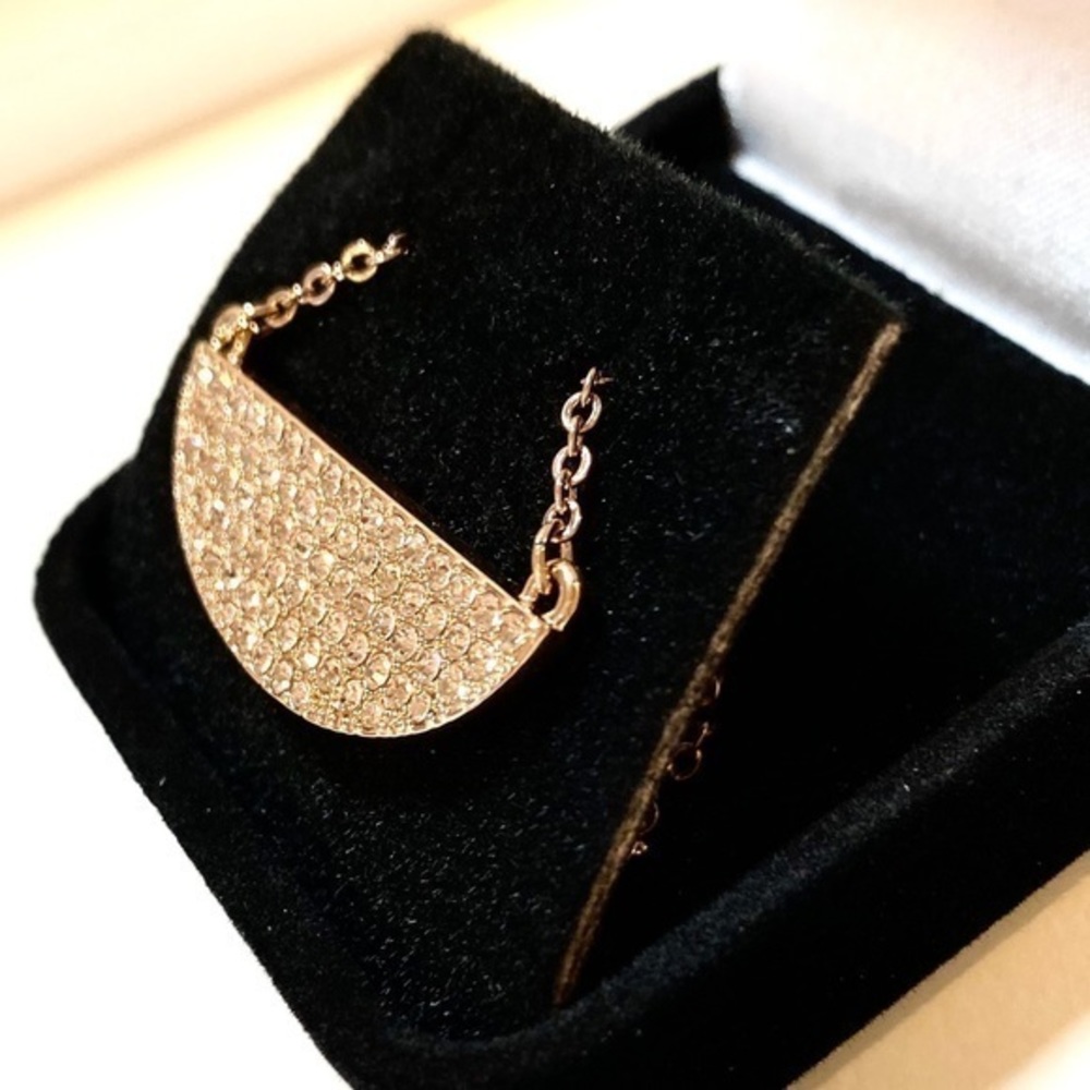 Swarovski Half Circle Rose Gold Necklace NWOT